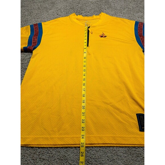 Nike Giannis Antetokounmpo Short Sleeve Shirt Yellow Mesh Shirt Mens Medium - Picture 4 of 8